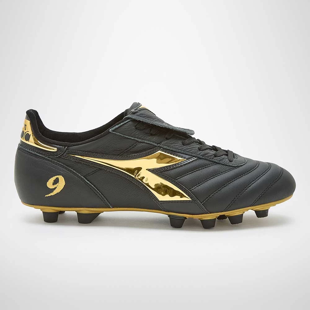 Diadora Men's Brasil #9 Italy LT+MDPU Soccer Shoe - Black/Gold 3 Diadora Men's Brasil #9 Italy LT+MDPU Soccer Shoe - Black/Gold