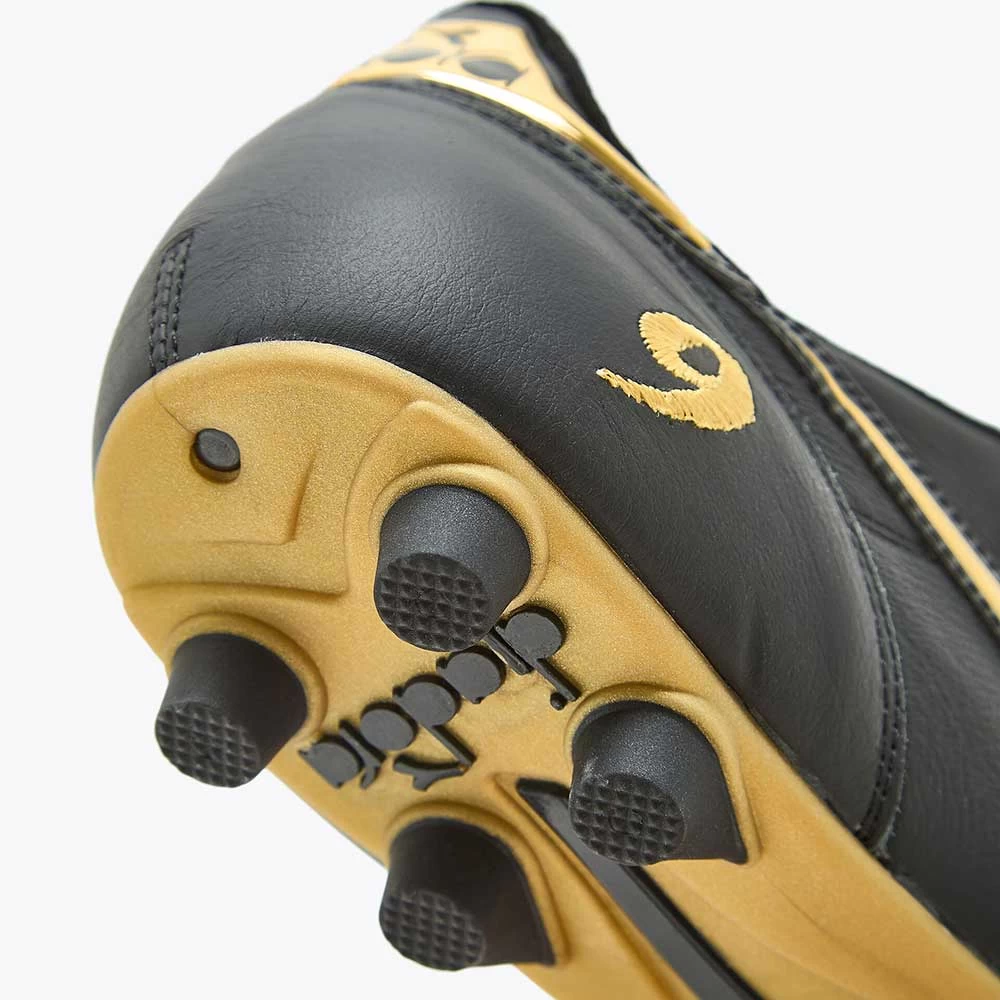Diadora Men's Brasil #9 Italy LT+MDPU Soccer Shoe - Black/Gold 7 Diadora Men's Brasil #9 Italy LT+MDPU Soccer Shoe - Black/Gold - Image 5