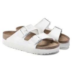 Birkenstock Arizona Platform Vegan - White- Medium/Narrow -Shoe Zone Shop 1018581 pair