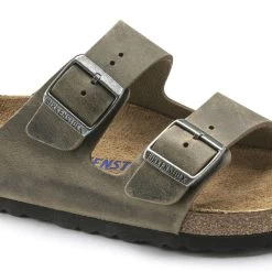 Birkenstock Arizona Soft Footbed Faded Khaki Oiled Nubuck Leather- Regular/Wide -Shoe Zone Shop 1019313 detail 1