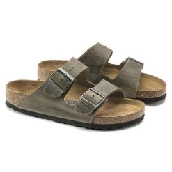 Birkenstock Arizona Soft Footbed Faded Khaki Oiled Nubuck Leather- Regular/Wide -Shoe Zone Shop 1019313 pair