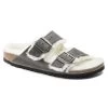 Birkenstock Arizona Shearling Sandals - Iron Natural- Medium/Narrow -Shoe Zone Shop 1021067