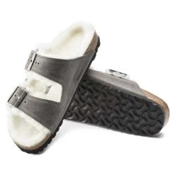 Birkenstock Arizona Shearling Sandals - Iron Natural- Medium/Narrow -Shoe Zone Shop 1021067 sole