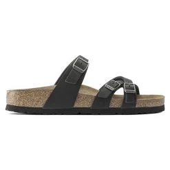 Birkenstock Women's Franca Oiled Leather Sandals- Black- Regular/Wide -Shoe Zone Shop 1021203 side