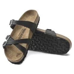 Birkenstock Women's Franca Oiled Leather Sandals- Black- Regular/Wide -Shoe Zone Shop 1021203 sole