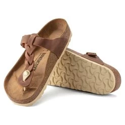 Birkenstock Women's Gizeh Braid Oiled Leather - Cognac- Regular/Wide -Shoe Zone Shop 1021355 sole