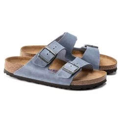 Birkenstock Arizona SFB Oil Leather Sandal - Dusty Blue - Regular/Wide -Shoe Zone Shop 1022477 pair
