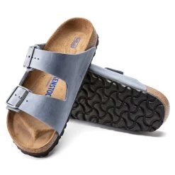 Birkenstock Arizona SFB Oil Leather Sandal - Dusty Blue - Regular/Wide -Shoe Zone Shop 1022477 sole