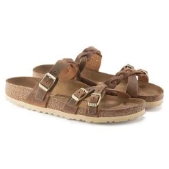 Birkenstock Women's Franca Oiled Leather Sandal - Cognac - Regular/Wide -Shoe Zone Shop 1024052 pair