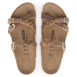 Birkenstock Women's Franca Oiled Leather Sandal - Cognac - Regular/Wide -Shoe Zone Shop 1024052 top