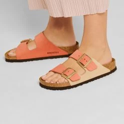 Birkenstock Women's Arizona Nubuck Sandal - Mars/Sandcastle - Regular (B) -Shoe Zone Shop 1025757 f closeup f