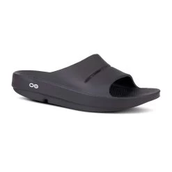 OOfos Unisex OOahh Slide - Black-Regular (D) -Shoe Zone Shop 1100BLK shot2 932x680 1673bbd5 b0b7 4236 b179 e7177f2aa789
