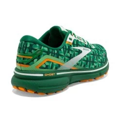 BROOKS Men's Ghost 15 Run Lucky Running Shoe- Green/White/Orange- Regular (D) -Shoe Zone Shop 110393 371 H Ghost 15