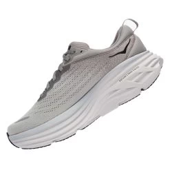 Hoka Men's Bondi 8 Running Shoes- Sharkskin/Harbor Mist- Regular (D) -Shoe Zone Shop 1123202 SHMS 4