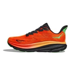 Hoka Men's Clifton 9 Running Shoe- Flame/Vibrant Orange - Regular (D) -Shoe Zone Shop 1127895 FVOR 8