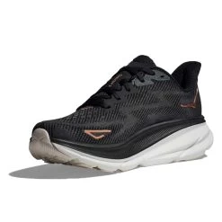 Hoka Women's Clifton 9 Running Shoe - Black/Rose Gold - Wide (D) -Shoe Zone Shop 1127896 BRGL 3