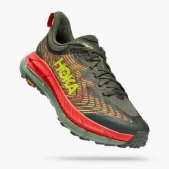 Hoka Men's Mafate Speed 4 Trail Shoe - Thyme/Fiesta- Regular (D) -Shoe Zone Shop 1129930 TFST 1