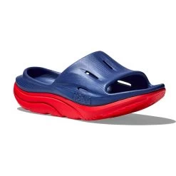 Hoka Unisex Ora Recovery Slide 3 - Bellwether Blue/Red Alert - Regular (D) -Shoe Zone Shop 1135061 BBRA 6
