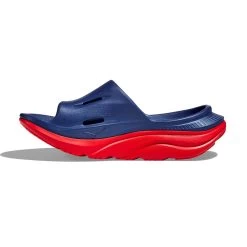 Hoka Unisex Ora Recovery Slide 3 - Bellwether Blue/Red Alert - Regular (D) -Shoe Zone Shop 1135061 BBRA 8