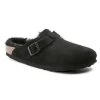Birkenstock Boston Shearling Black Suede Leather- Regular/Wide -Shoe Zone Shop 259883 1