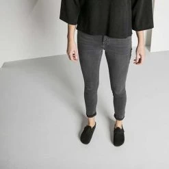 Birkenstock Boston Shearling Black Suede Leather- Regular/Wide -Shoe Zone Shop 259883 f look f 1