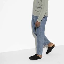 Birkenstock Boston Shearling Black Suede Leather- Regular/Wide -Shoe Zone Shop 259883 f look m 1