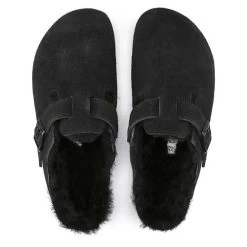 Birkenstock Boston Shearling Black Suede Leather- Regular/Wide -Shoe Zone Shop 259883 top 1