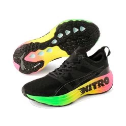 Men's Foreverrun Nitro Futrograde Running Shoe - Puma Black/Green Gecko- Regular (D) -Shoe Zone Shop 380005 01