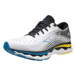 Mizuno Men's Wave Sky 6 Running Shoe - White/Cyber Yellow - Regular (D) -Shoe Zone Shop 411369.0034 07