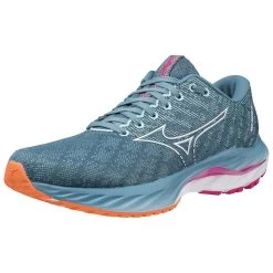 Mizuno Women's Wave Inspire 19 Running Shoe- Provincial Blue/White- Wide (D) -Shoe Zone Shop 411400 5B00 07