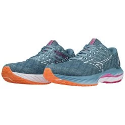 Mizuno Women's Wave Inspire 19 Running Shoe- Provincial Blue/White- Wide (D) -Shoe Zone Shop 411400 5B00 09