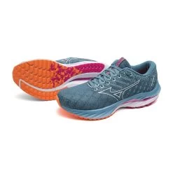 Mizuno Women's Wave Inspire 19 Running Shoe- Provincial Blue/White- Wide (D) -Shoe Zone Shop 411400 5B00 99