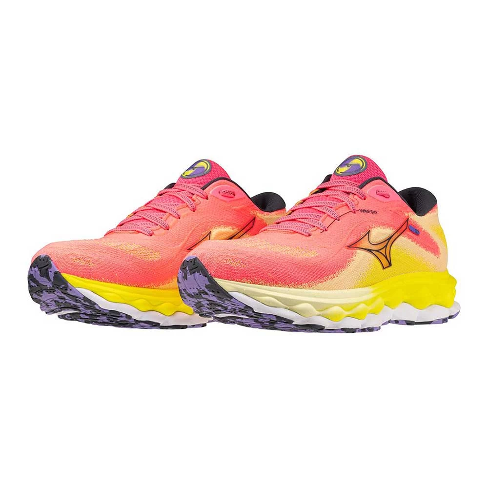 Mizuno Women's Wave Sky 7 Running Shoe - High/Vis Pink/Ombre Blue - Regular (B) 6 Mizuno Women's Wave Sky 7 Running Shoe - High/Vis Pink/Ombre Blue - Regular (B) - Image 4