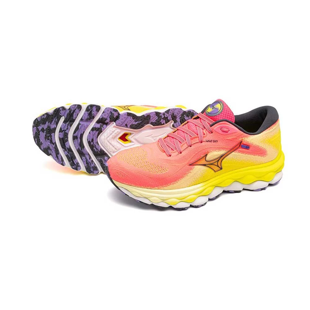 Mizuno Women's Wave Sky 7 Running Shoe - High/Vis Pink/Ombre Blue - Regular (B) 7 Mizuno Women's Wave Sky 7 Running Shoe - High/Vis Pink/Ombre Blue - Regular (B) - Image 5