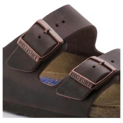 Birkenstock Arizona Soft Footbed Habana Dark Brown Oiled Leather Sandal- Regular/Wide -Shoe Zone Shop 452761 detail 1