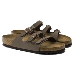 Birkenstock Women's Florida Soft Footbed Mocha Birko-Flor Nubuck Sandal- Regular/Wide -Shoe Zone Shop 53881 pair