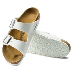 Birkenstock Women's Arizona Birko Flor Sandal- White- Medium/Narrow -Shoe Zone Shop 552683 sole