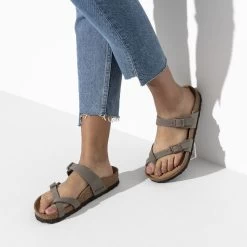 Birkenstock Mayari Cork Stone Birko-Flor Nubuck Sandal- Regular/Wide -Shoe Zone Shop 71071 f closeup f