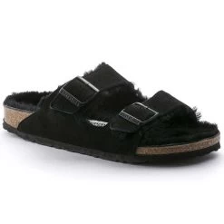 Birkenstock Arizona Shearling Sandal - Black - Regular/Wide