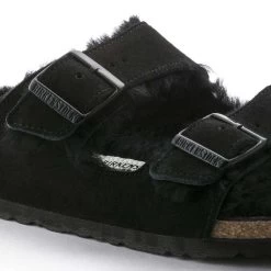 Birkenstock Arizona Shearling Sandal - Black - Regular/Wide -Shoe Zone Shop 752663 detail 1