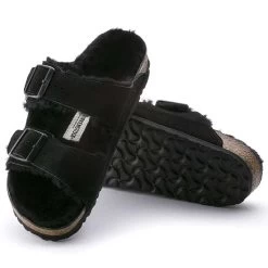 Birkenstock Arizona Shearling Sandal - Black - Regular/Wide -Shoe Zone Shop 752663 sole
