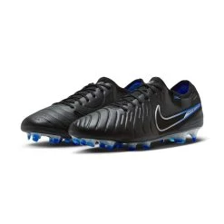 Nike Tiempo Legend 10 Elite FG Soccer Cleat - Black/Chrome-Hyper Blue- Regular (D) -Shoe Zone Shop AURORA DV4328 040 PHCFH001 2000
