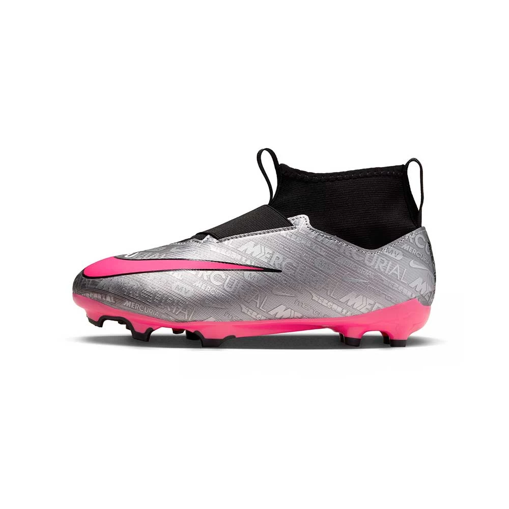 Nike Jr. Zoom Mercurial Superfly 9 Academy XXV MG Soccer Cleats- Metallic Silver/Hyper Pink- Regular (D) 4 Nike Jr. Zoom Mercurial Superfly 9 Academy XXV MG Soccer Cleats- Metallic Silver/Hyper Pink- Regular (D) - Image 2