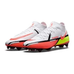 Nike Unisex Phantom GT2 Elite Dynamic Fit FG Soccer Shoes - White/Bright Crimson/Volt - Regular (D) -Shoe Zone Shop CZ9889 167 PHCFH001 2000