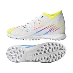 ADIDAS Unisex Predator Edge .3 TF Soccer Shoe - Ftwr White/Solar Yellow/Powder Blue - Regular (D) -Shoe Zone Shop GW0951
