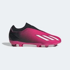 ADIDAS Youth JR X Speedportal .3 LL FG Soccer Shoe - Team Shock Pink/Zero Met - Regular (D)