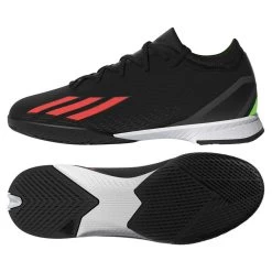 ADIDAS JR X Speedportal .3 IN Soccer Shoe - Core Black/Solar Red/Team Solar Green - Regular (D) -Shoe Zone Shop HR1792