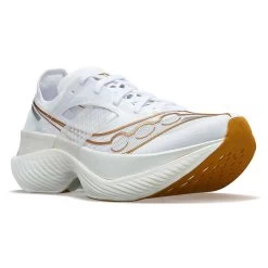 Saucony Women's Endorphin Elite Running Shoe- White/Gold- Regular (B) -Shoe Zone Shop S10768 13 5