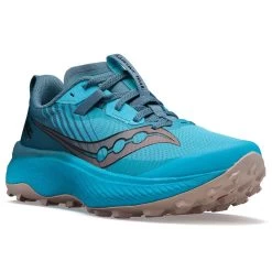 Saucony Women's Endorphin Edge Trail Shoe- Ocean/Loam- Regular (B) -Shoe Zone Shop S10773 31 5 1