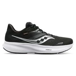 Saucony Men's Ride 16 Running Shoe -Black/White - Wide (2E)